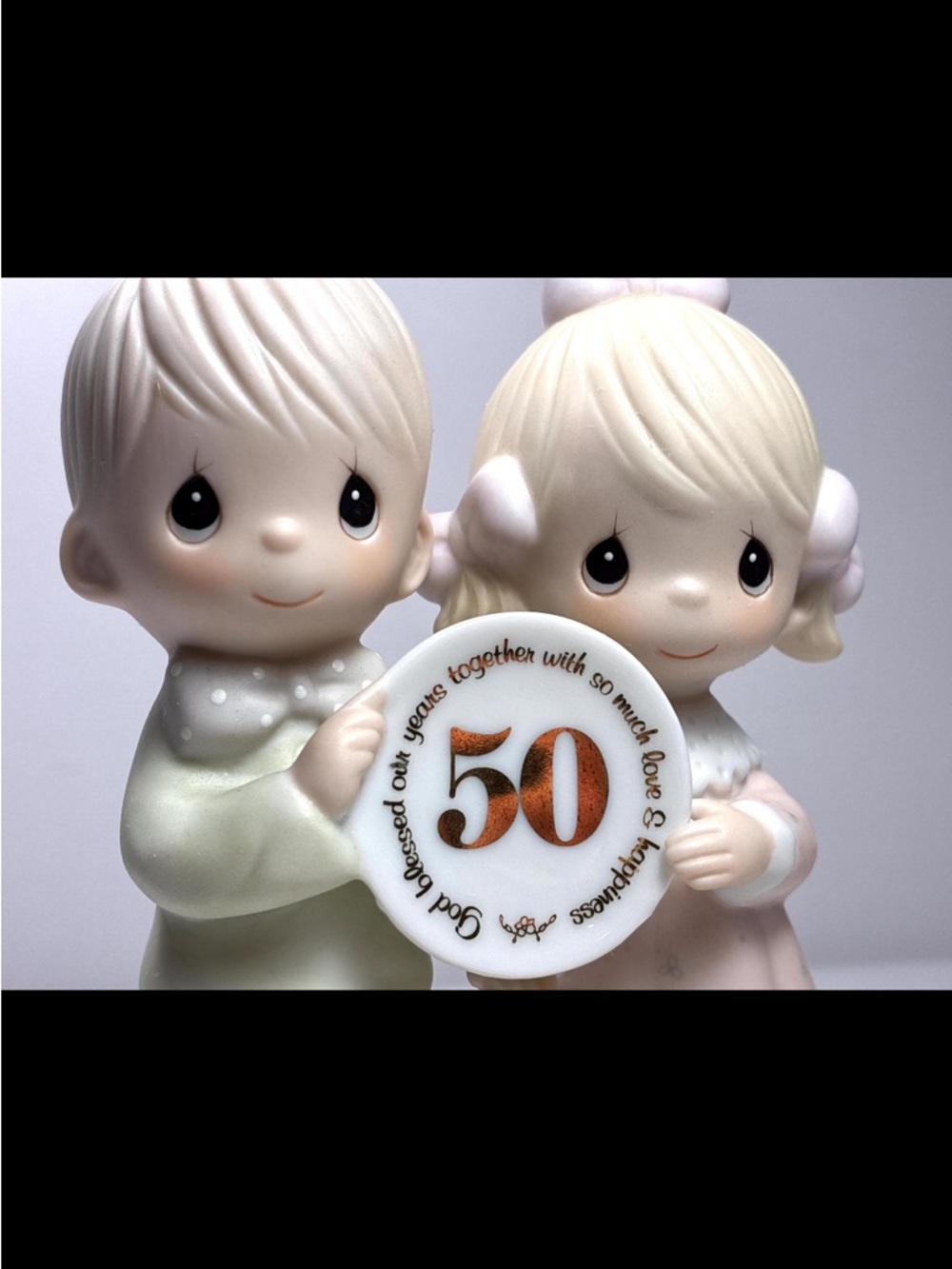 Precious Moments Porcelain 50th Anniversary Figurine - Cream & Light Pink